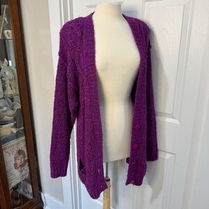 Oversized Deep Purple Women's Cardigan